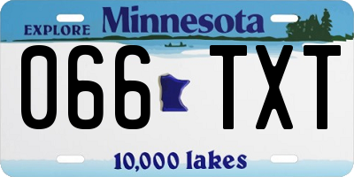 MN license plate 066TXT