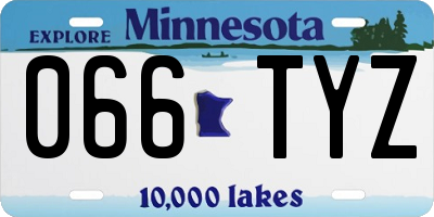 MN license plate 066TYZ