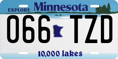 MN license plate 066TZD