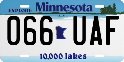 MN license plate 066UAF