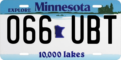 MN license plate 066UBT