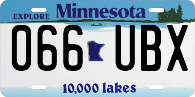 MN license plate 066UBX