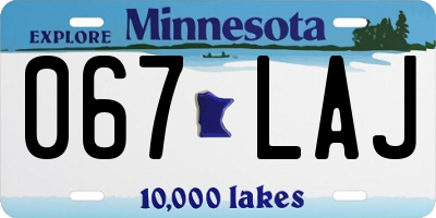 MN license plate 067LAJ