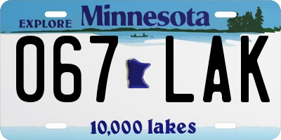 MN license plate 067LAK