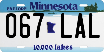 MN license plate 067LAL