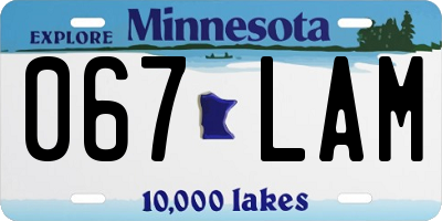 MN license plate 067LAM