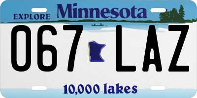 MN license plate 067LAZ