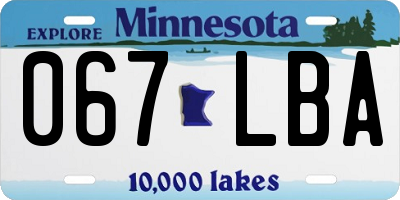 MN license plate 067LBA