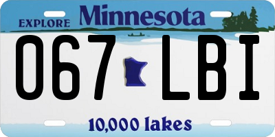 MN license plate 067LBI