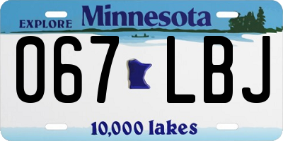 MN license plate 067LBJ