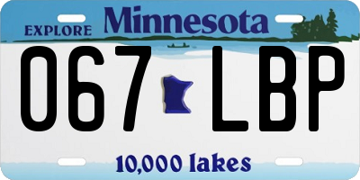 MN license plate 067LBP