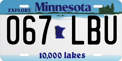 MN license plate 067LBU