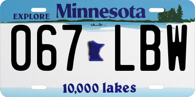 MN license plate 067LBW