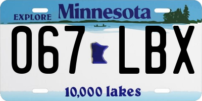 MN license plate 067LBX