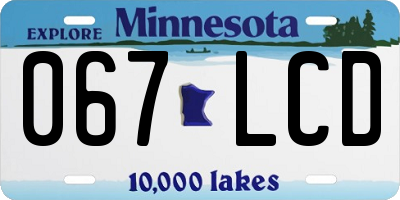 MN license plate 067LCD
