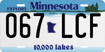 MN license plate 067LCF