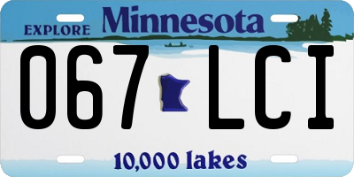 MN license plate 067LCI