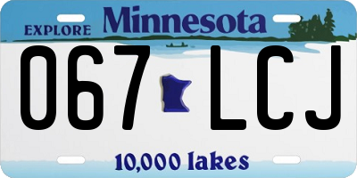 MN license plate 067LCJ