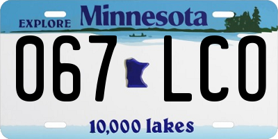 MN license plate 067LCO