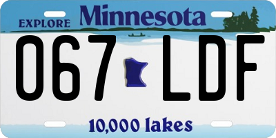 MN license plate 067LDF