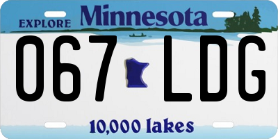 MN license plate 067LDG