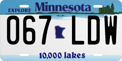 MN license plate 067LDW