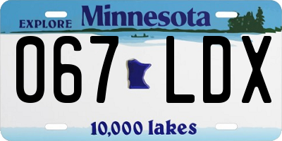 MN license plate 067LDX