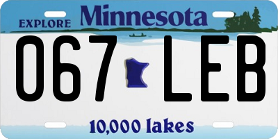 MN license plate 067LEB