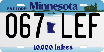 MN license plate 067LEF