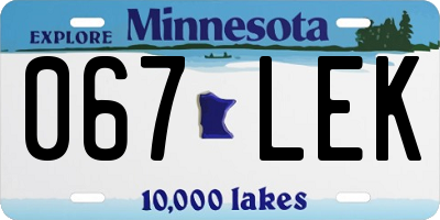 MN license plate 067LEK