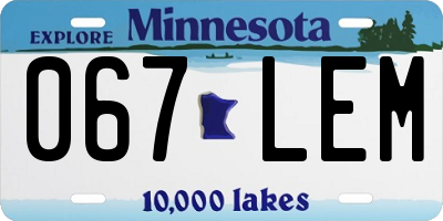 MN license plate 067LEM