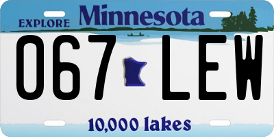 MN license plate 067LEW