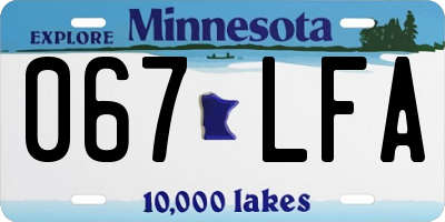 MN license plate 067LFA