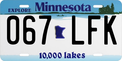MN license plate 067LFK