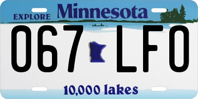 MN license plate 067LFO