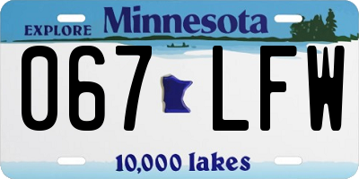 MN license plate 067LFW