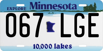 MN license plate 067LGE