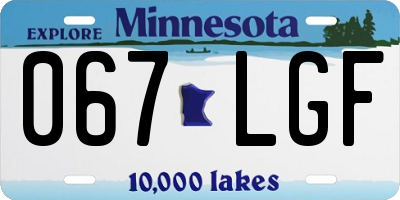 MN license plate 067LGF