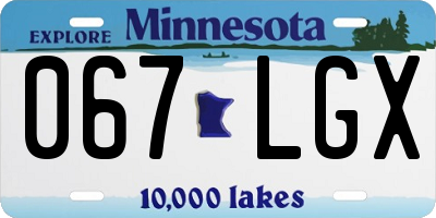 MN license plate 067LGX