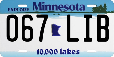 MN license plate 067LIB