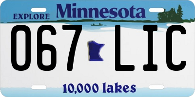 MN license plate 067LIC