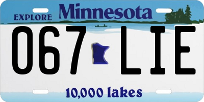 MN license plate 067LIE