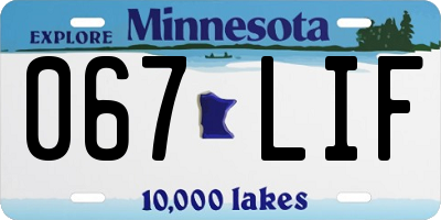 MN license plate 067LIF