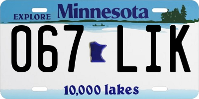 MN license plate 067LIK