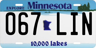 MN license plate 067LIN