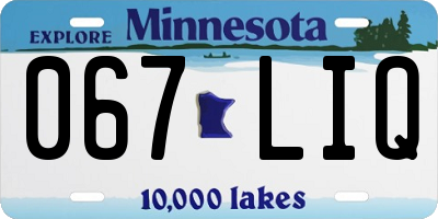 MN license plate 067LIQ