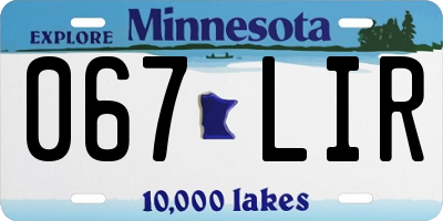 MN license plate 067LIR