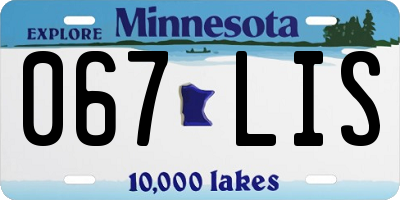 MN license plate 067LIS