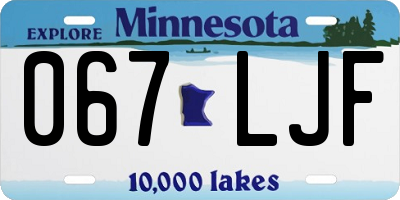 MN license plate 067LJF