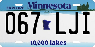 MN license plate 067LJI